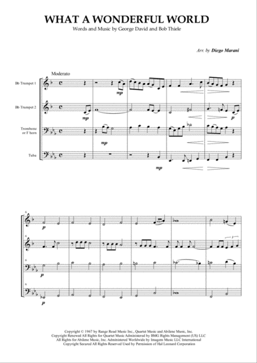 What A Wonderful World Brass Ensemble scores gallery preview page 3