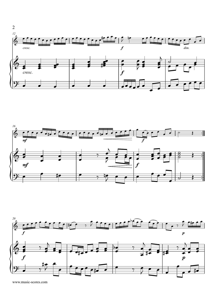 Telemann Sonata in A Minor TWV 41: a3, 2nd Movement - Oboe and Piano Piano Accompaniment scores gallery preview page 2