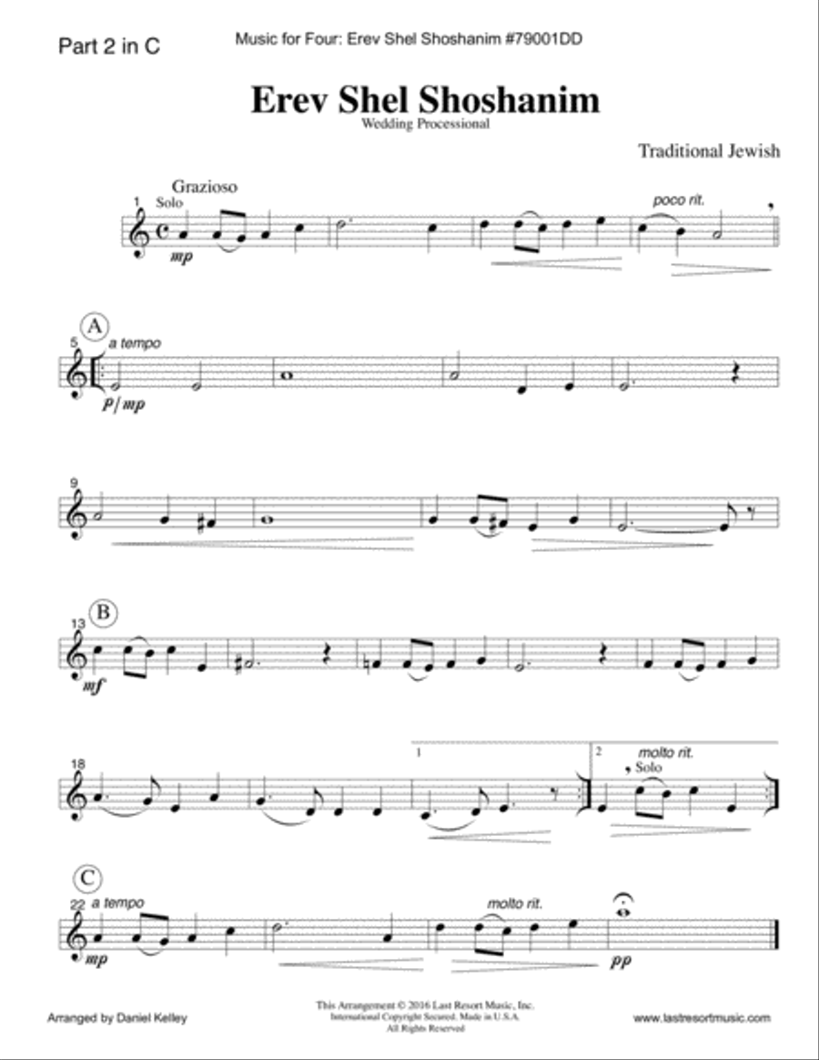Erev Shel Shoshanim for String Quartet or Piano Quintet Large Ensemble scores gallery preview page 5