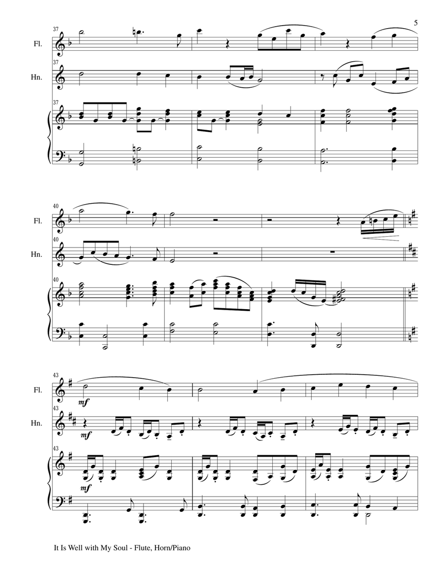 IT IS WELL WITH MY SOUL (Trio - Flute, Horn and Piano with Parts) Woodwind Duet scores gallery preview page 5