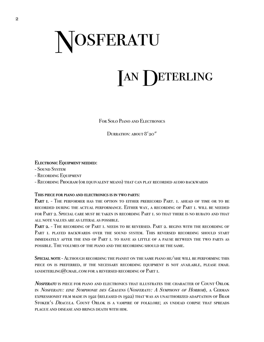 Nosferatu (for piano and electronics) Piano Solo scores gallery preview page 2