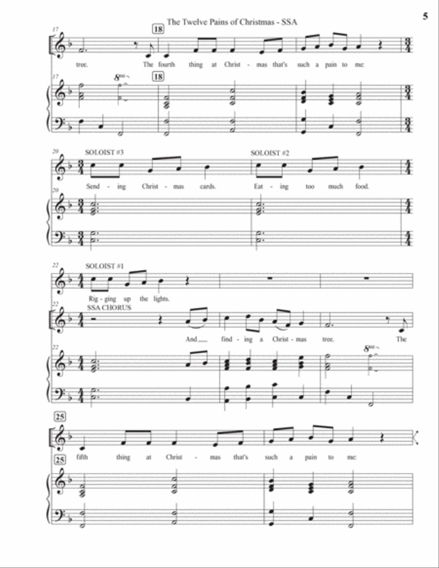 The Twelve Pains Of Christmas SSA scores gallery preview page 5