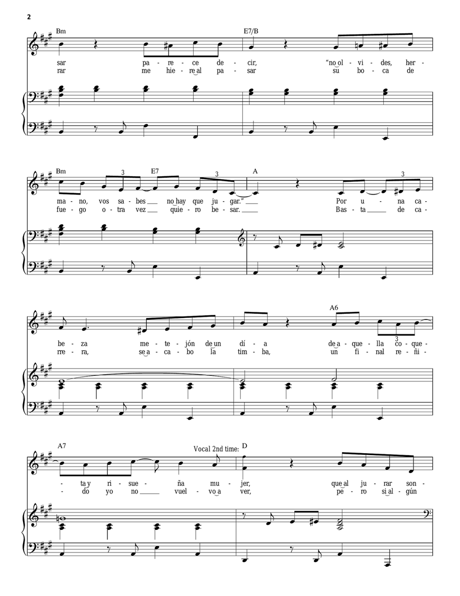 Por Una Cabeza Piano, Vocal scores gallery preview page 2