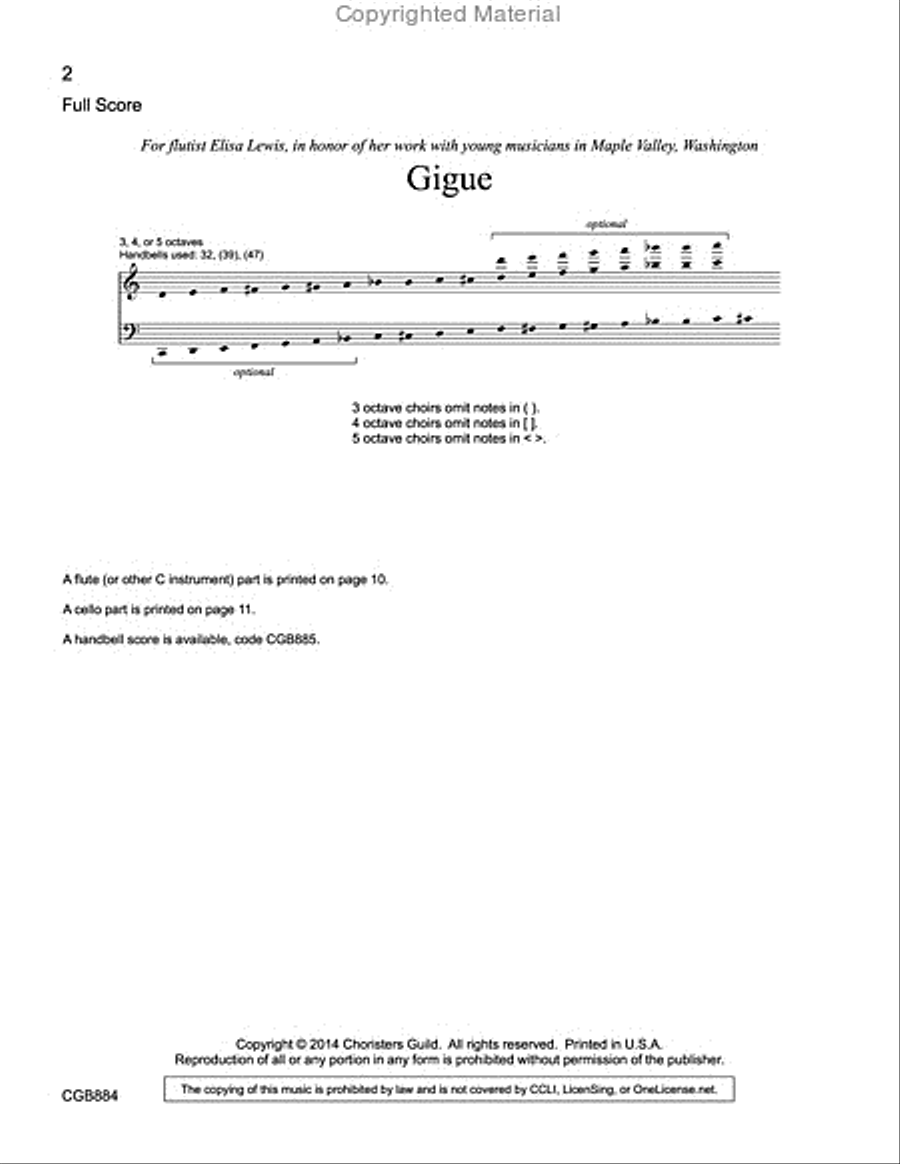 Gigue Full Score Handbell Choir scores gallery preview page 2