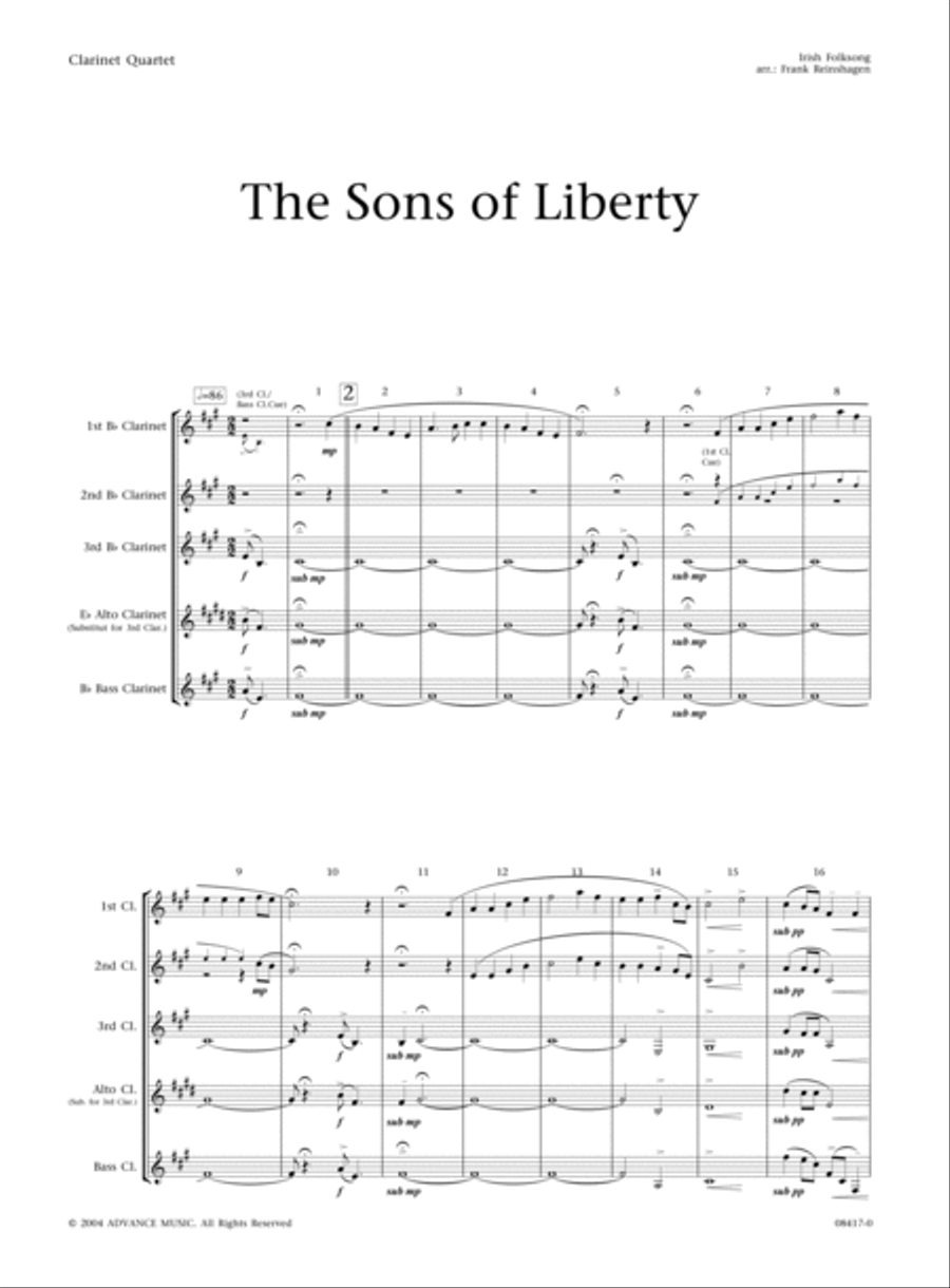 The Sons of Liberty Clarinet Quartet scores gallery preview page 2