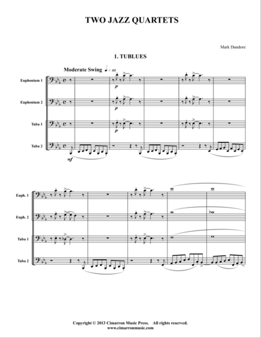Two Jazz Quartets Two Jazz Quartets Jazz Ensemble scores gallery preview page 1