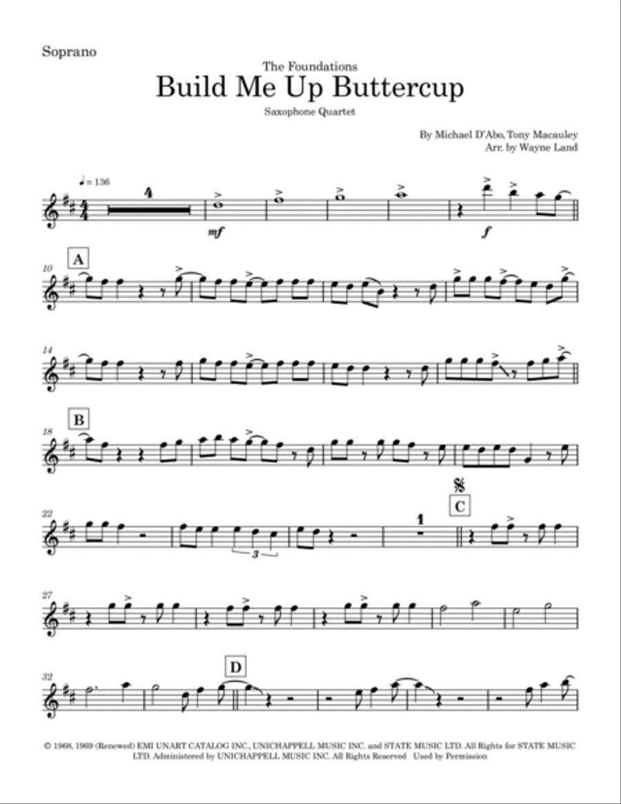 Build Me Up, Buttercup Build Me Up, Buttercup Saxophone Quartet scores gallery preview page 6