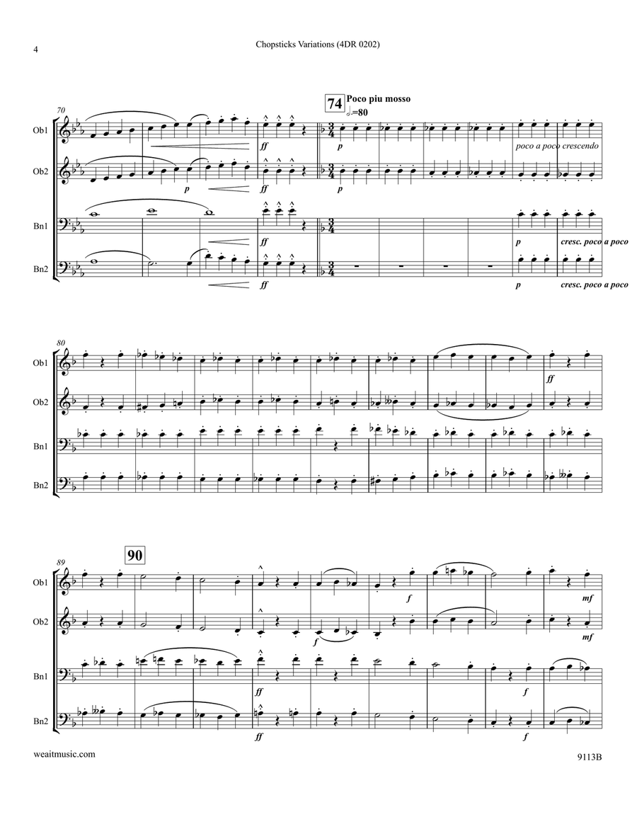 Chopsticks Variations for 2 oboes & 2 bassoons (4’36) Woodwind Quartet scores gallery preview page 4