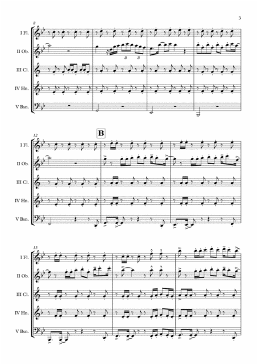 Despacito Woodwind Quintet scores gallery preview page 4