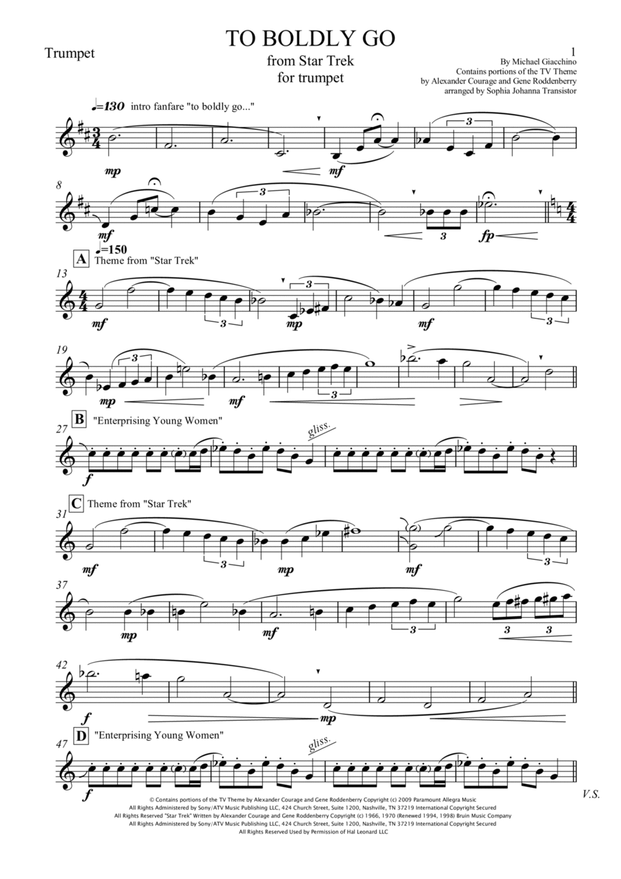 To Boldly Go Trumpet Solo scores gallery preview page 1