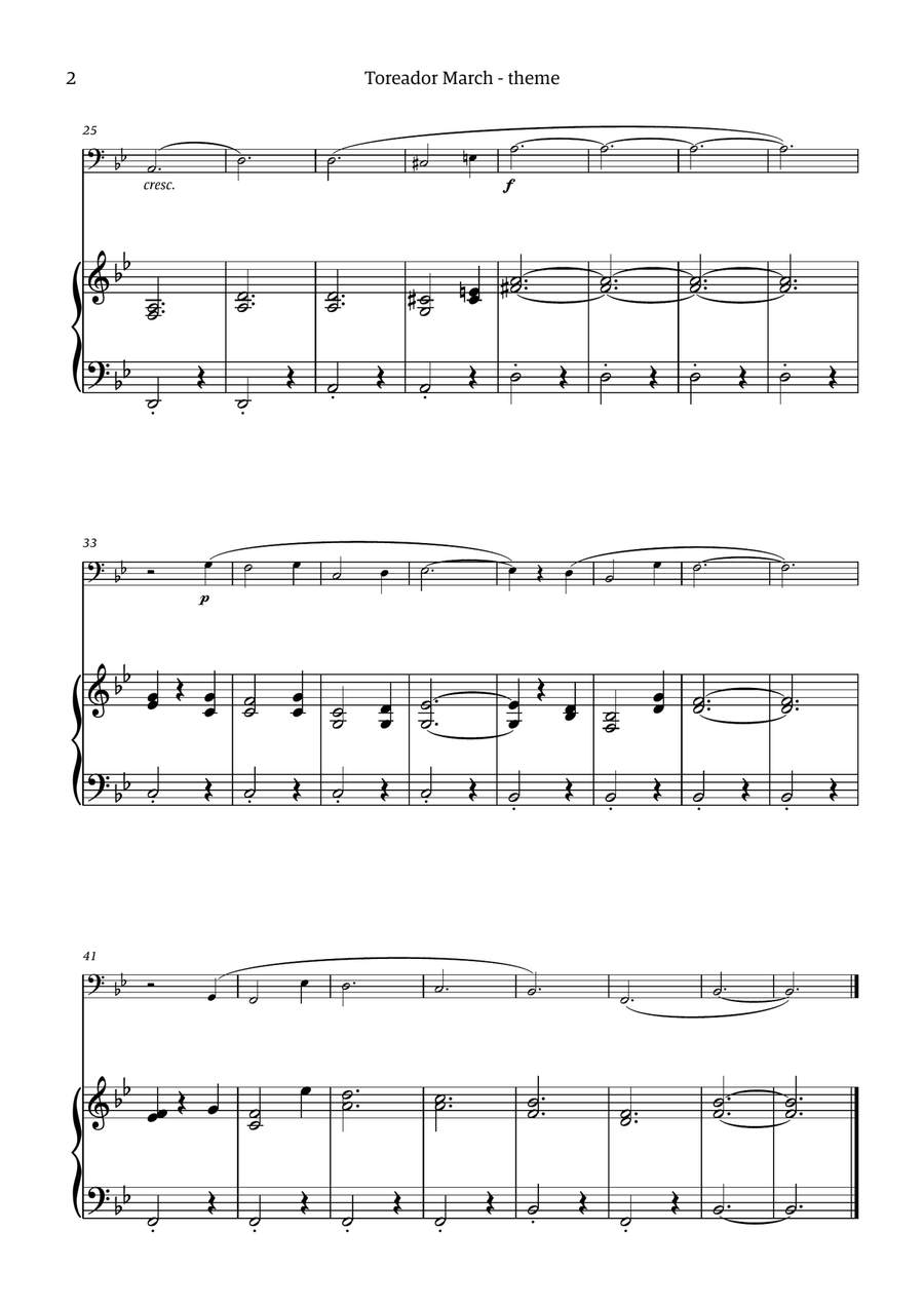 Toreador March (from the opera Carmen) - easy version Chamber Music scores gallery preview page 2