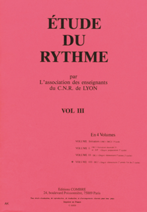 Book cover for C.N.R. de Lyon - Etude du rythme - Volume 3