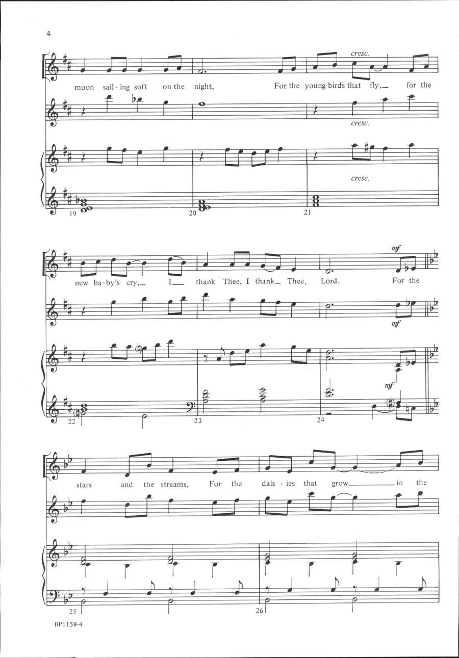 I Thank Thee, Lord Unison Choir scores gallery preview page 4