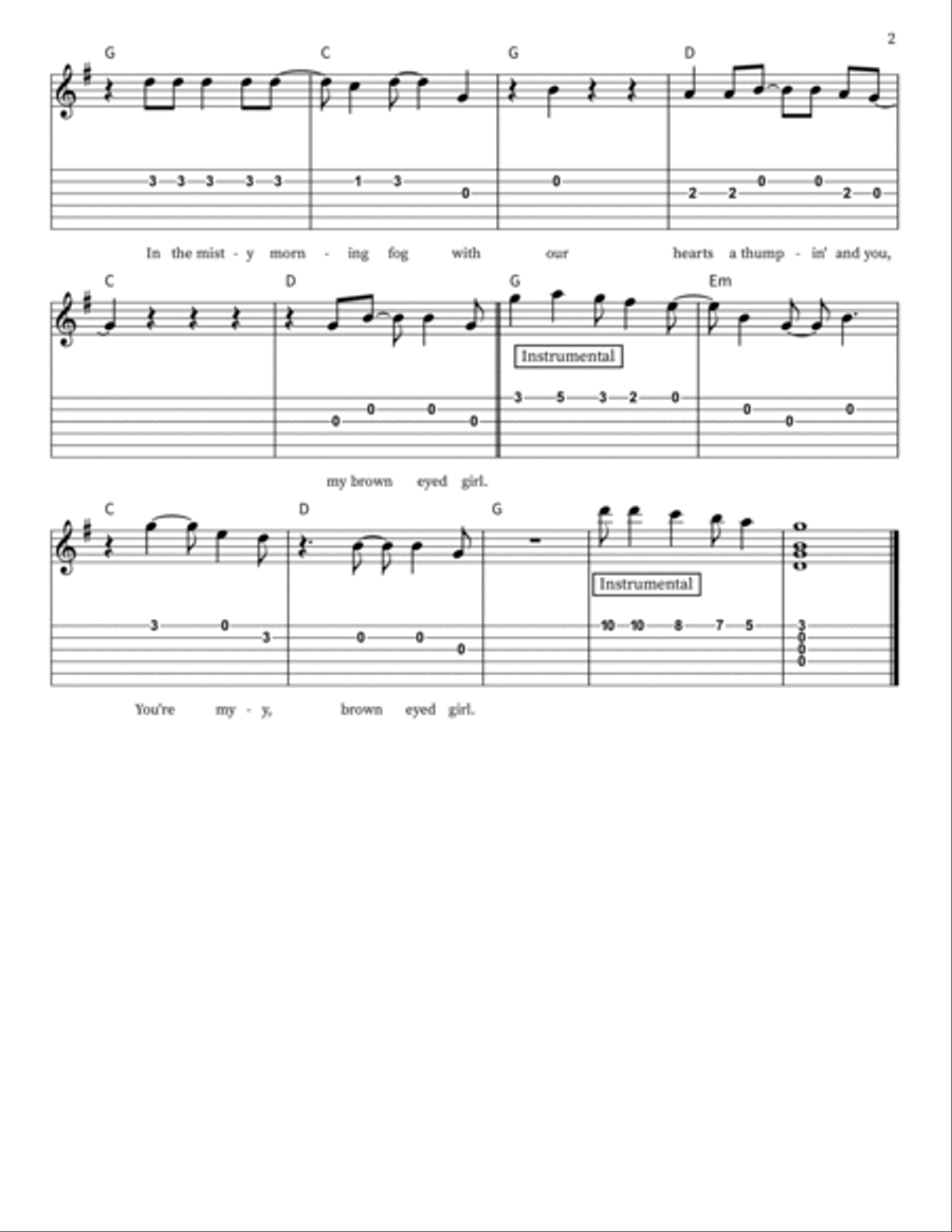 Brown Eyed Girl Guitar scores gallery preview page 2
