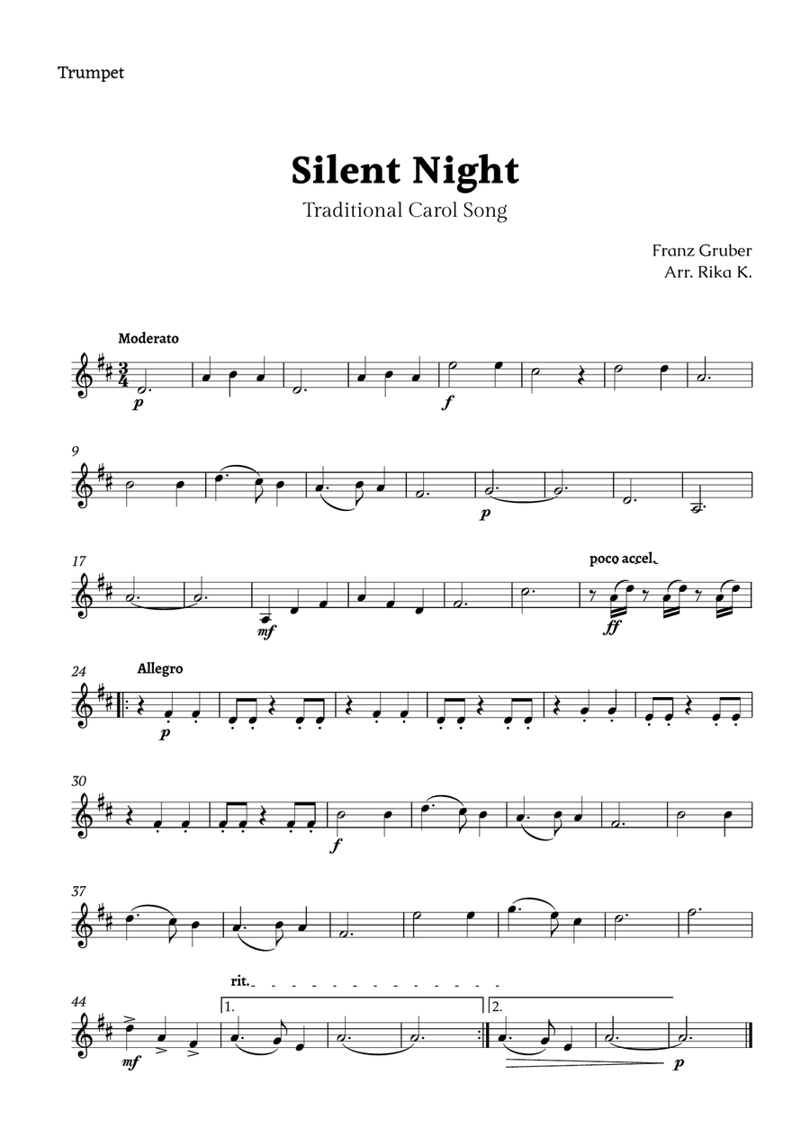 Silent Night for Brass Trio Brass Trio scores gallery preview page 3