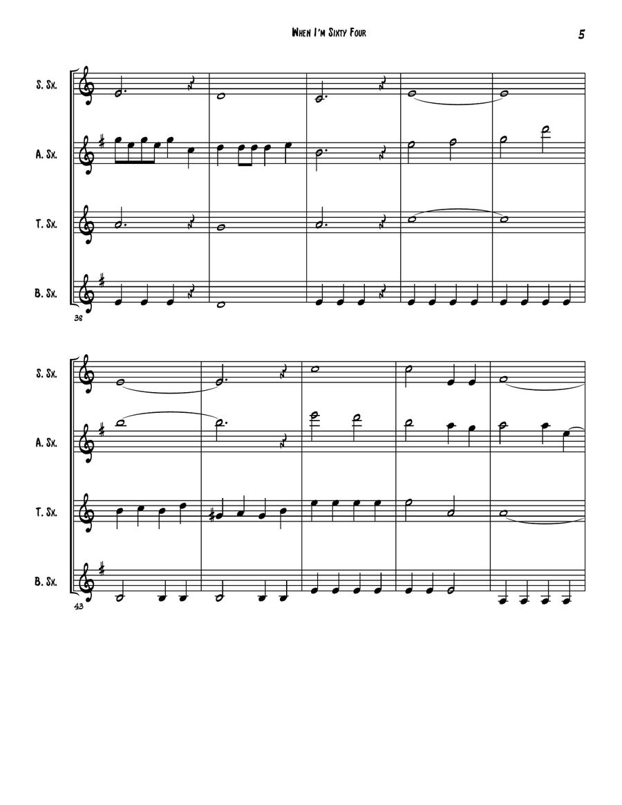 When I'm Sixty-Four Woodwind Quartet scores gallery preview page 5