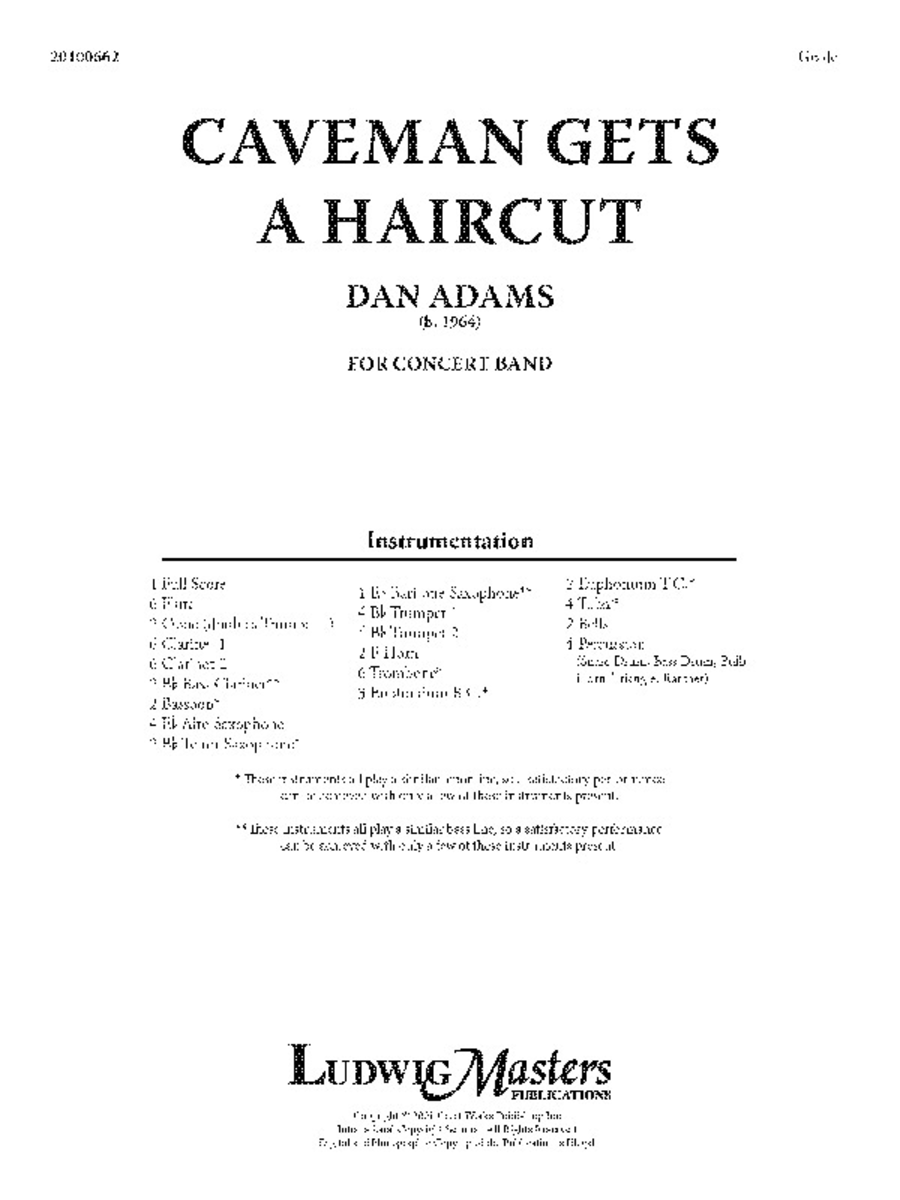 Caveman Gets A Haircut Caveman Gets A Haircut Concert Band scores gallery preview page 1