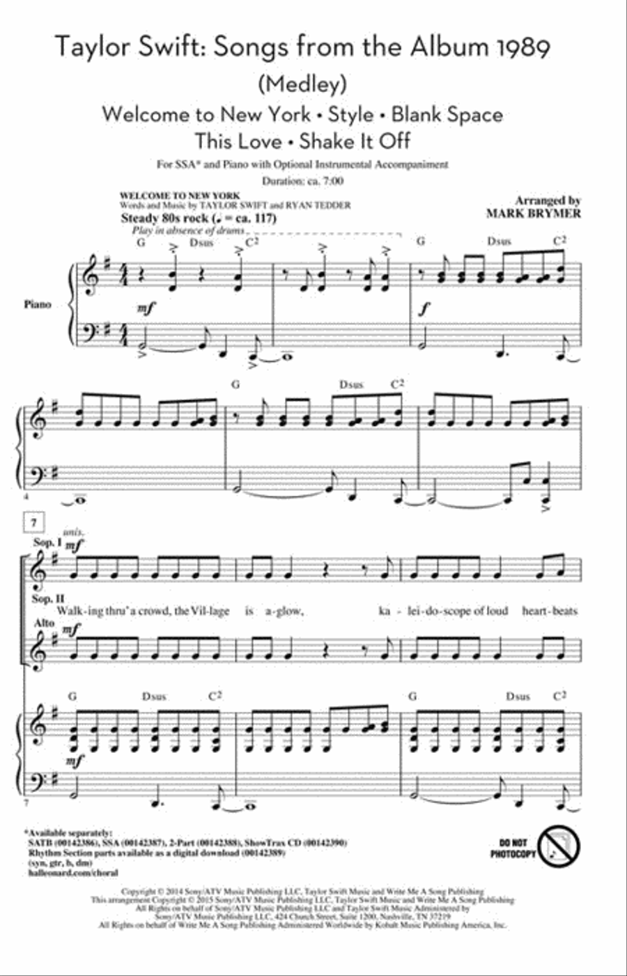 Taylor Swift: Songs from the Album 1989 SSA scores gallery preview page 2