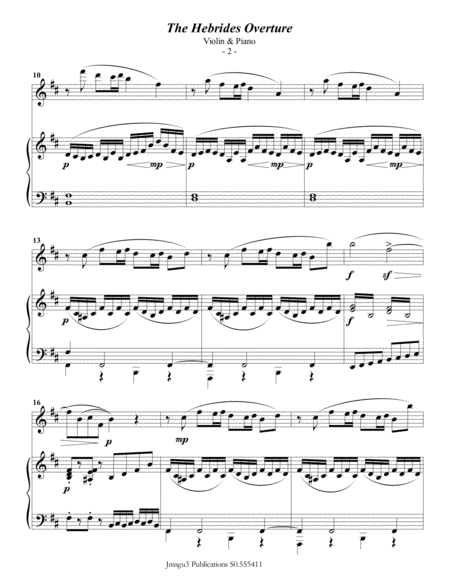 Mendelssohn: the Hebrides Overture for Violin & Piano image number null