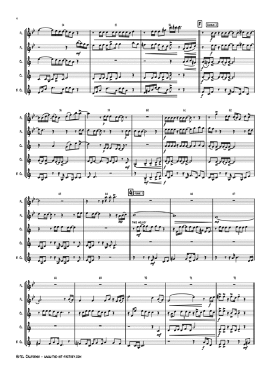 Hotel California Woodwind Quintet scores gallery preview page 4