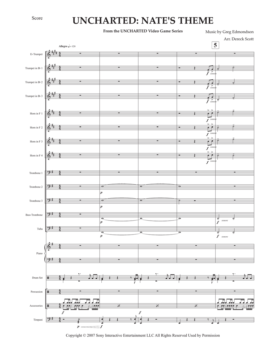 Uncharted: Nate's Theme Brass Ensemble scores gallery preview page 1