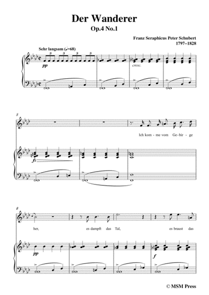 Schubert-Der Wanderer(The Wanderer),Op.4 No.1,in f minor,for Voice&Piano image number null