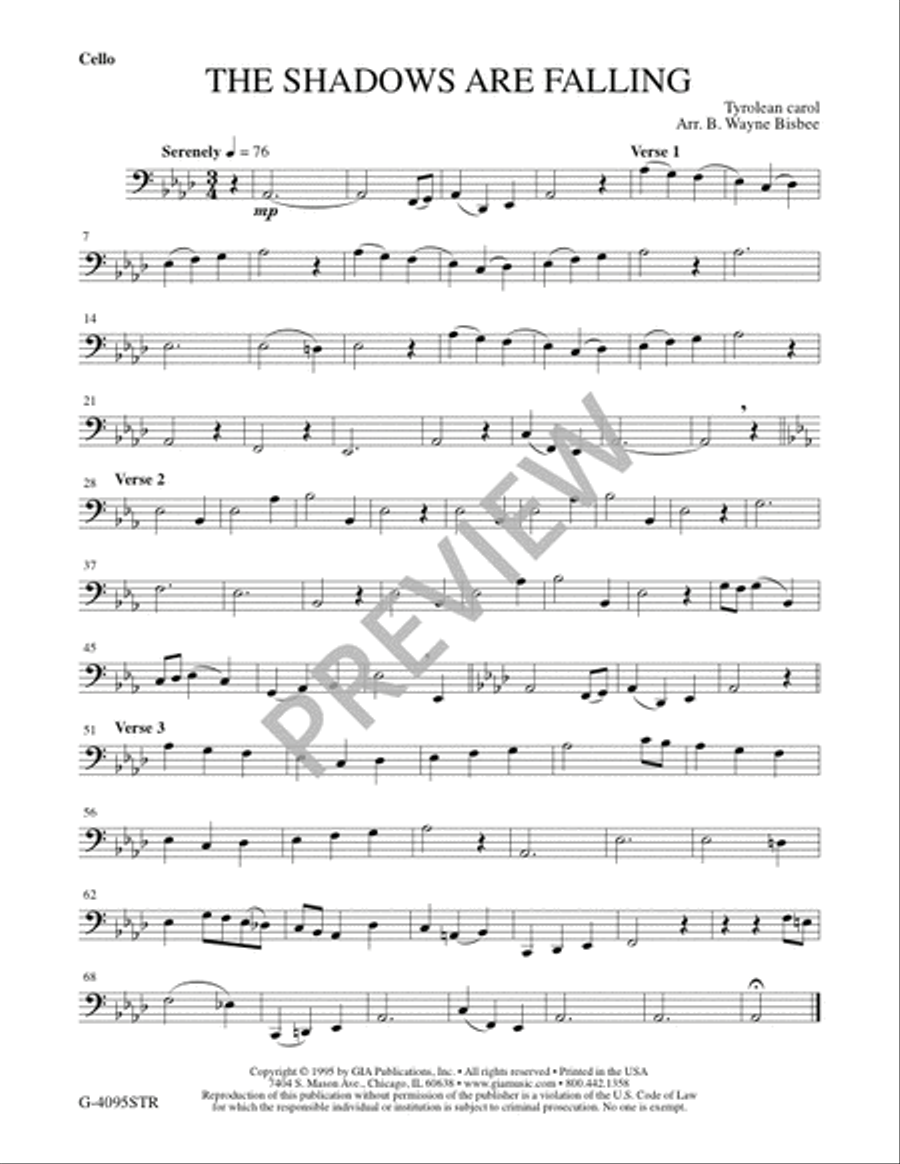The Shadows Are Falling - String edition Bassoon scores gallery preview page 4