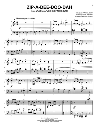 Book cover for Zip-A-Dee-Doo-Dah (from Song Of The South) [Classical version] (arr. Phillip Keveren)