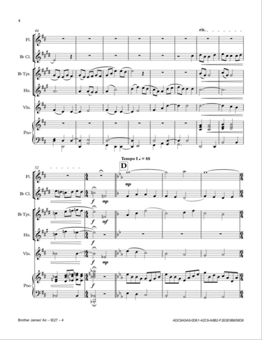 Brother James' Air Brother James' Air Small Ensemble scores gallery preview page 4