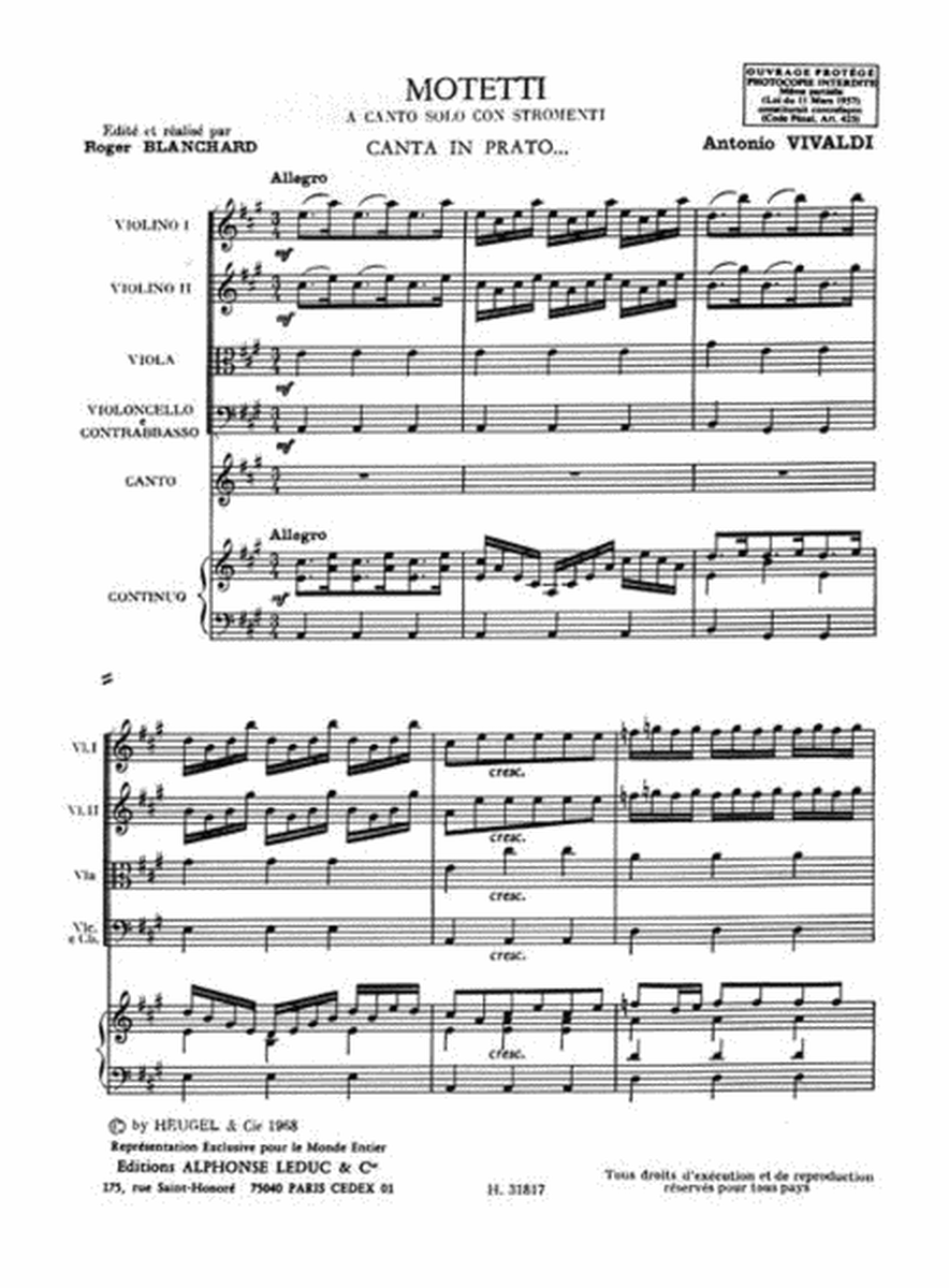 Motetti A Canto Solo Con Strings Vol. 1