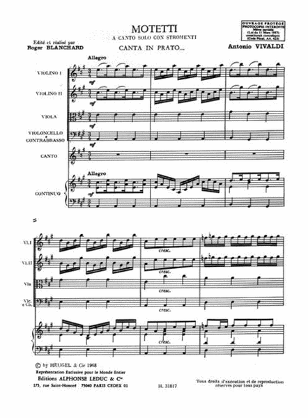 Motetti A Canto Solo Con Strings Vol. 1