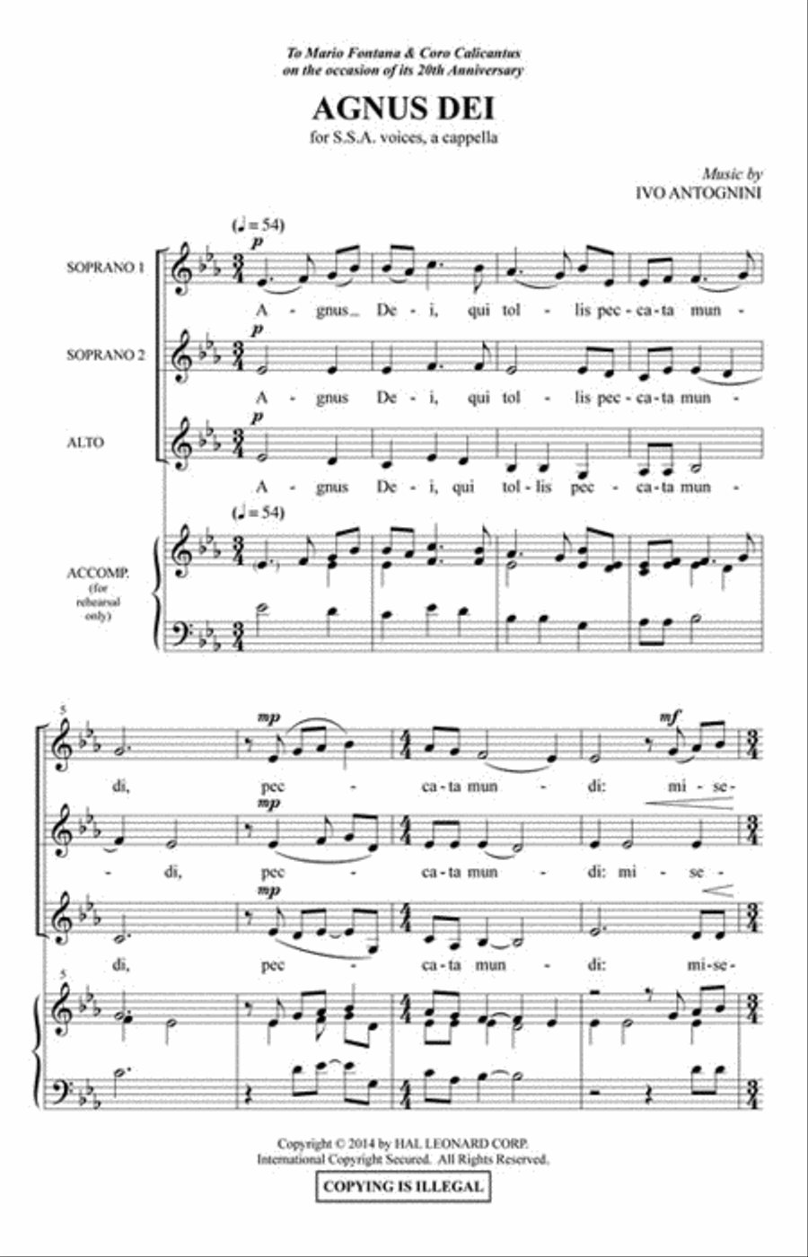Agnus Dei SSA scores gallery preview page 2