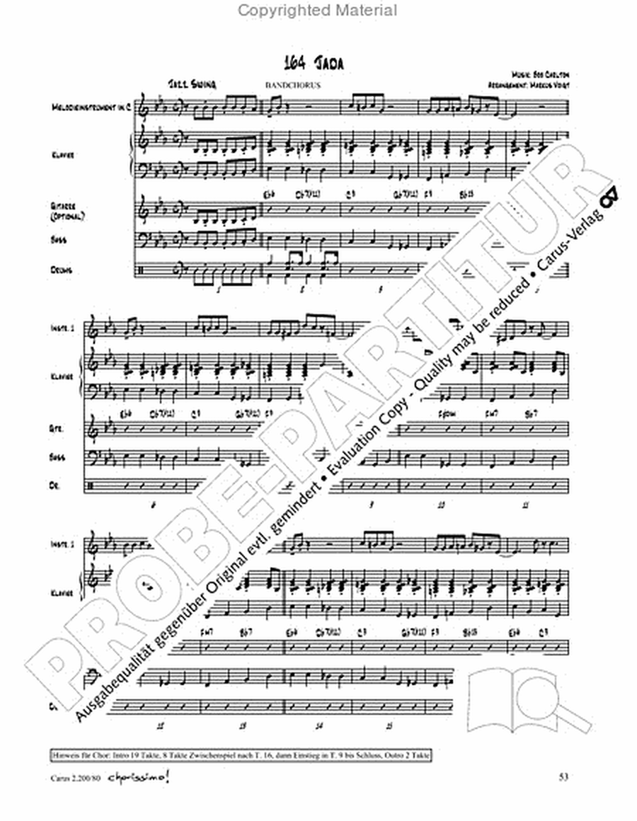 Chorissimo. Instrumentale Begleitarrangements fur Band, Vol. 2