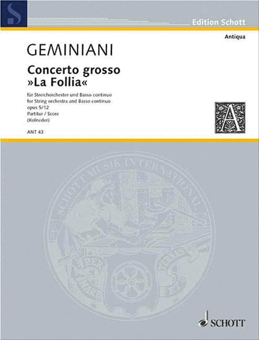 Concerto Grosso “La Follia” by Francesco Geminiani Orchestra - Sheet Music
