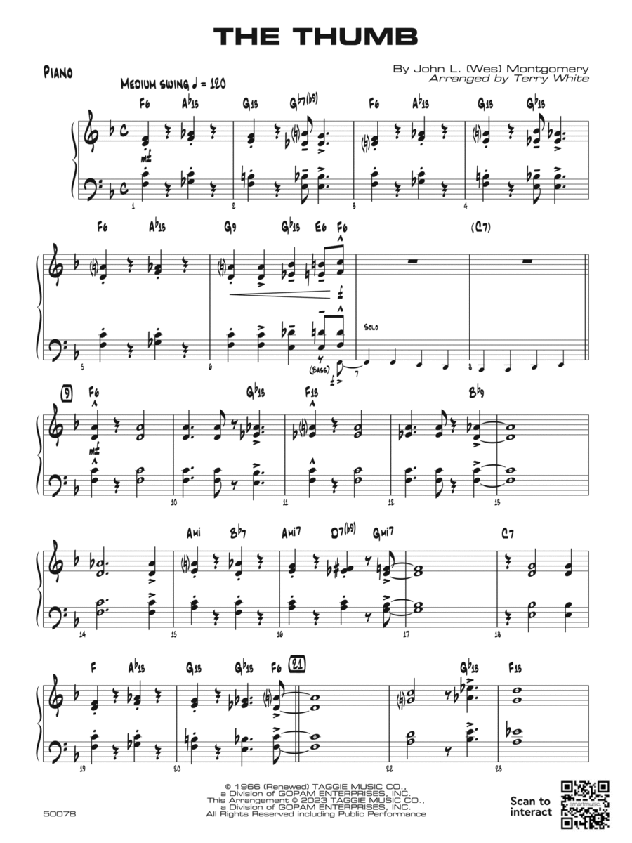 The Thumb: Piano Accompaniment Jazz Ensemble scores gallery preview page 1