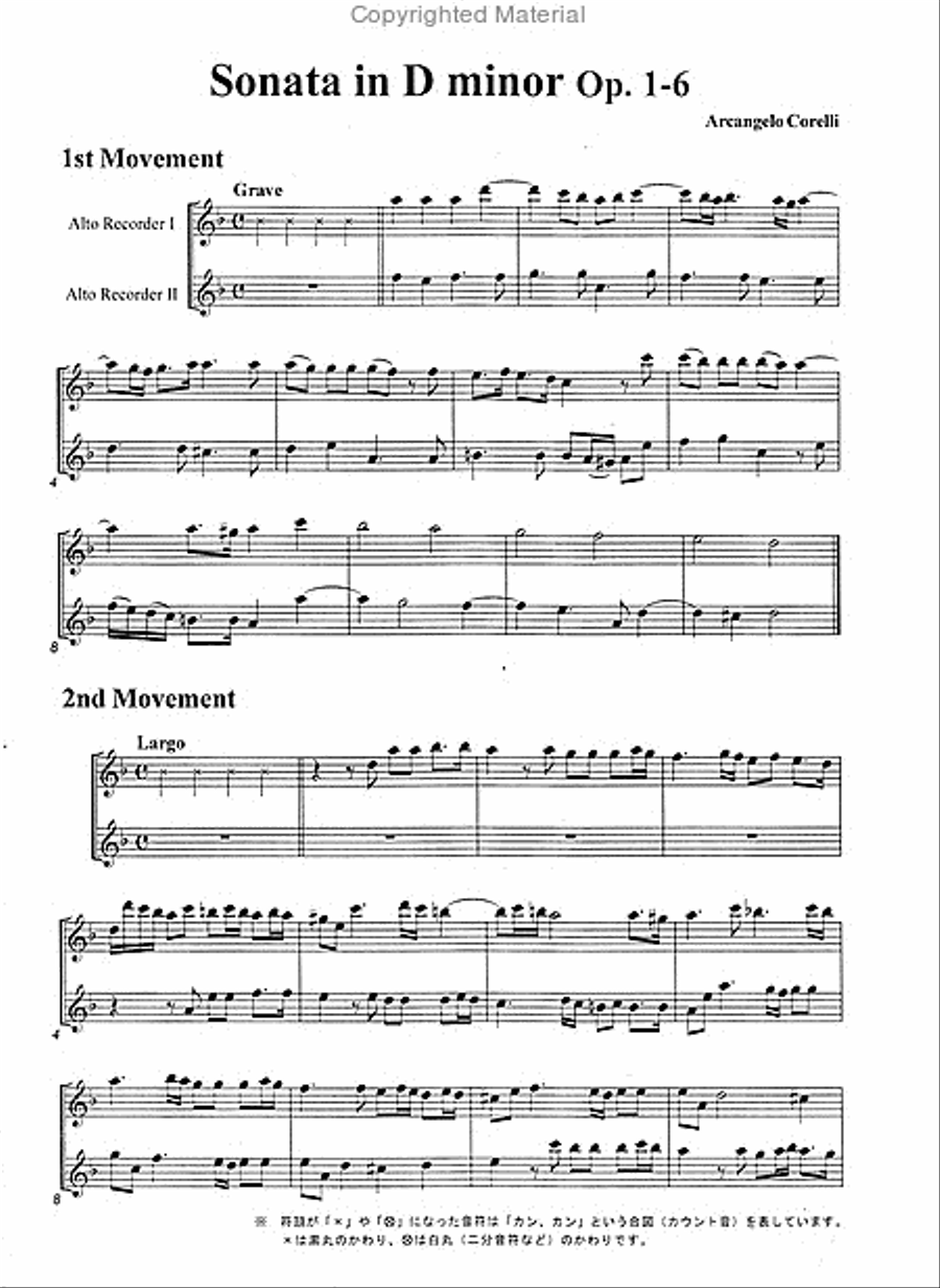 Trio Sonata D minor Op. 1, no. 6 Alto Recorder scores gallery preview page 3
