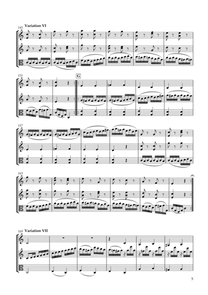 12 Variations in C major KV265(300e) on the theme of "Ah vous dirai-je, Maman" for 2 Violins & Viola image number null