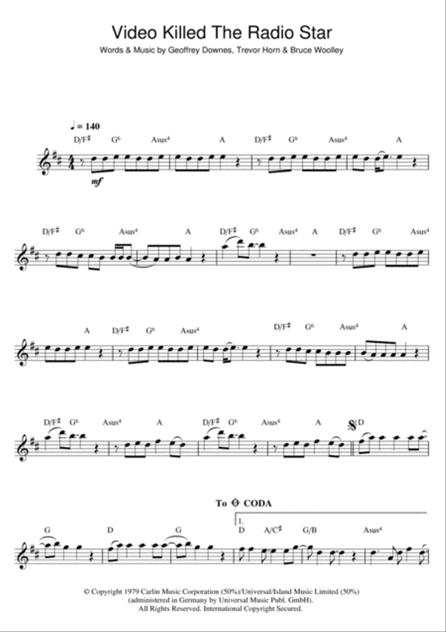 Video Killed The Radio Star Flute Solo scores gallery preview page 1