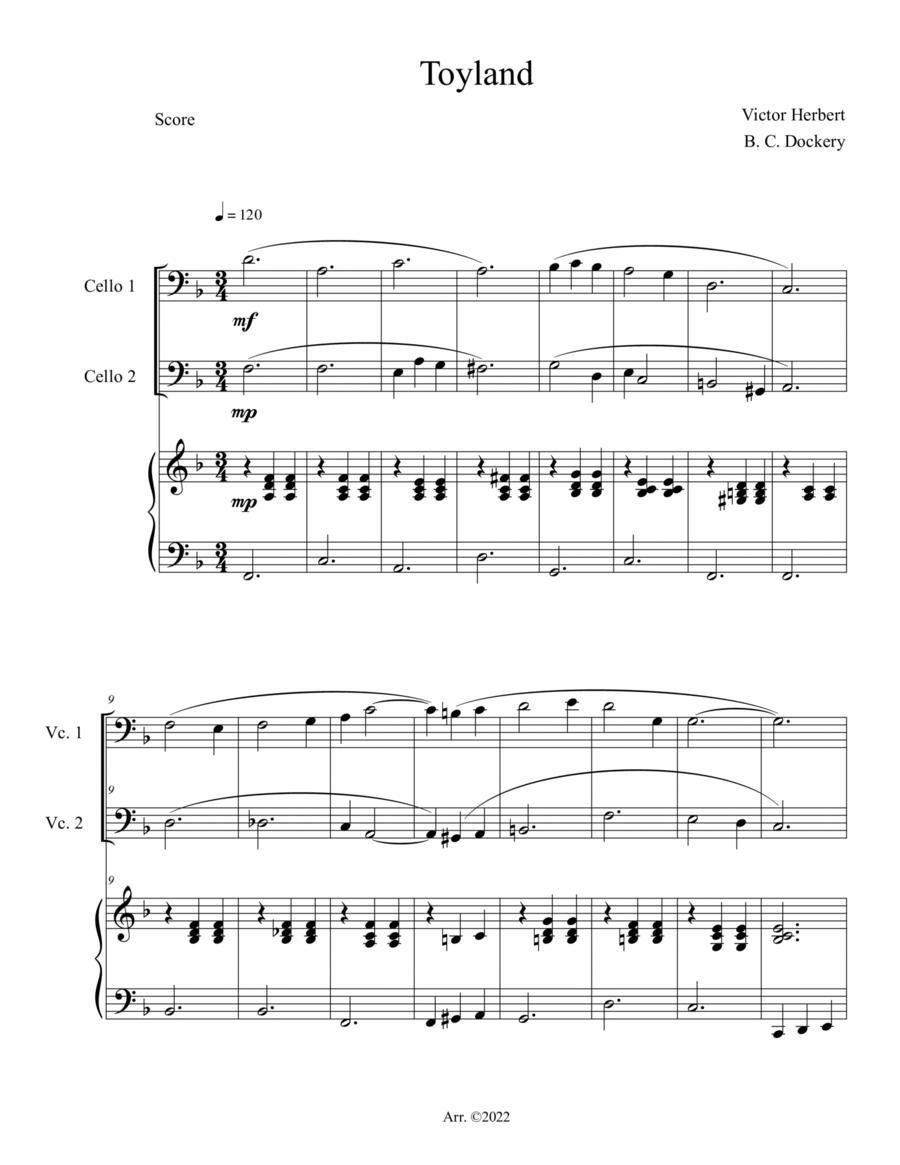Toyland (Cello Duet with Piano Accompaniment) String Duet scores gallery preview page 1