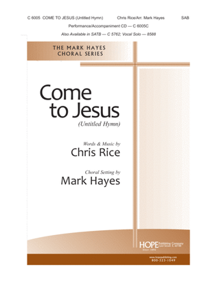Book cover for Come to Jesus (Untitled Hymn)