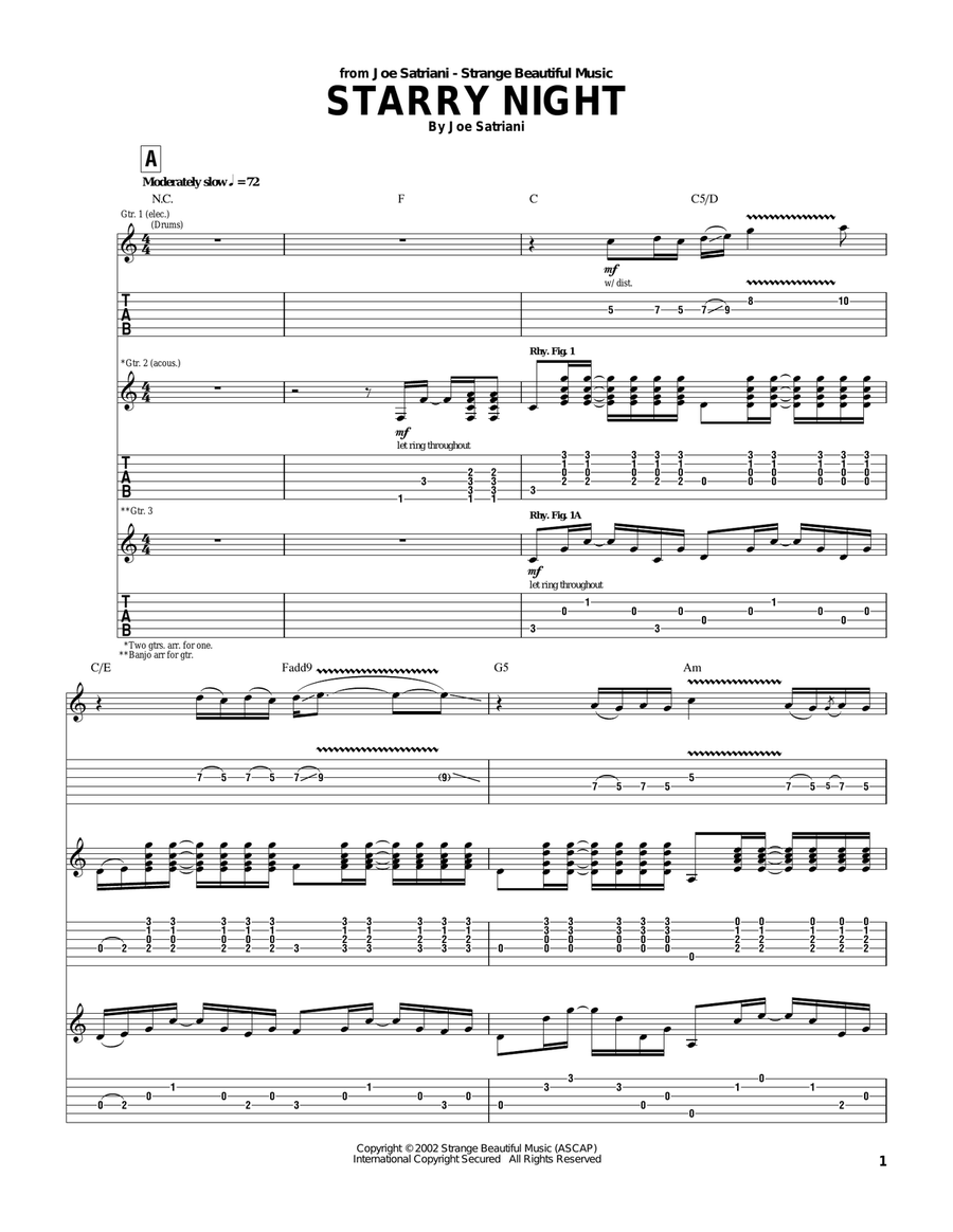 Starry Night Acoustic Guitar scores gallery preview page 1
