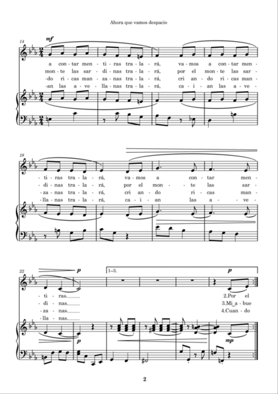 Ahora que vamos despacio Voice scores gallery preview page 2