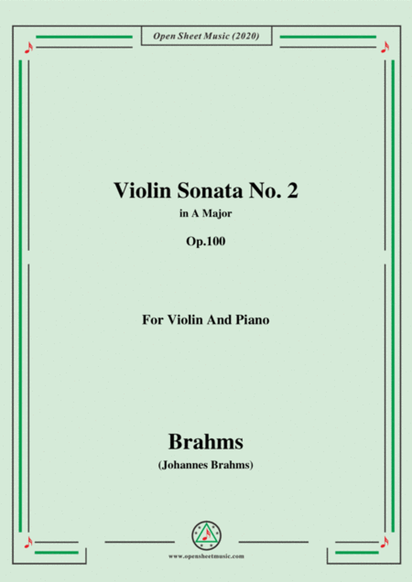 Brahms-Violin Sonata No. 2 in A Major,Op.100,for Violin and Piano image number null