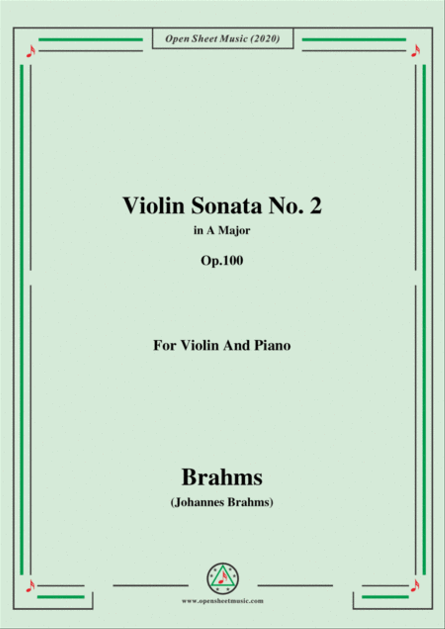 Brahms-Violin Sonata No. 2 in A Major,Op.100,for Violin and Piano Violin Solo scores gallery preview page 1