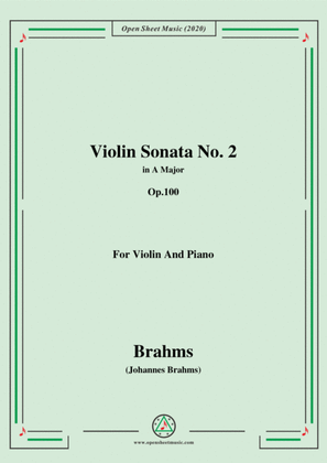 Book cover for Brahms-Violin Sonata No. 2 in A Major,Op.100,for Violin and Piano