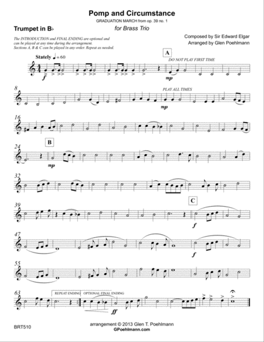POMP & CIRCUMSTANCE - unaccompanied BRASS TRIO Brass Trio scores gallery preview page 4