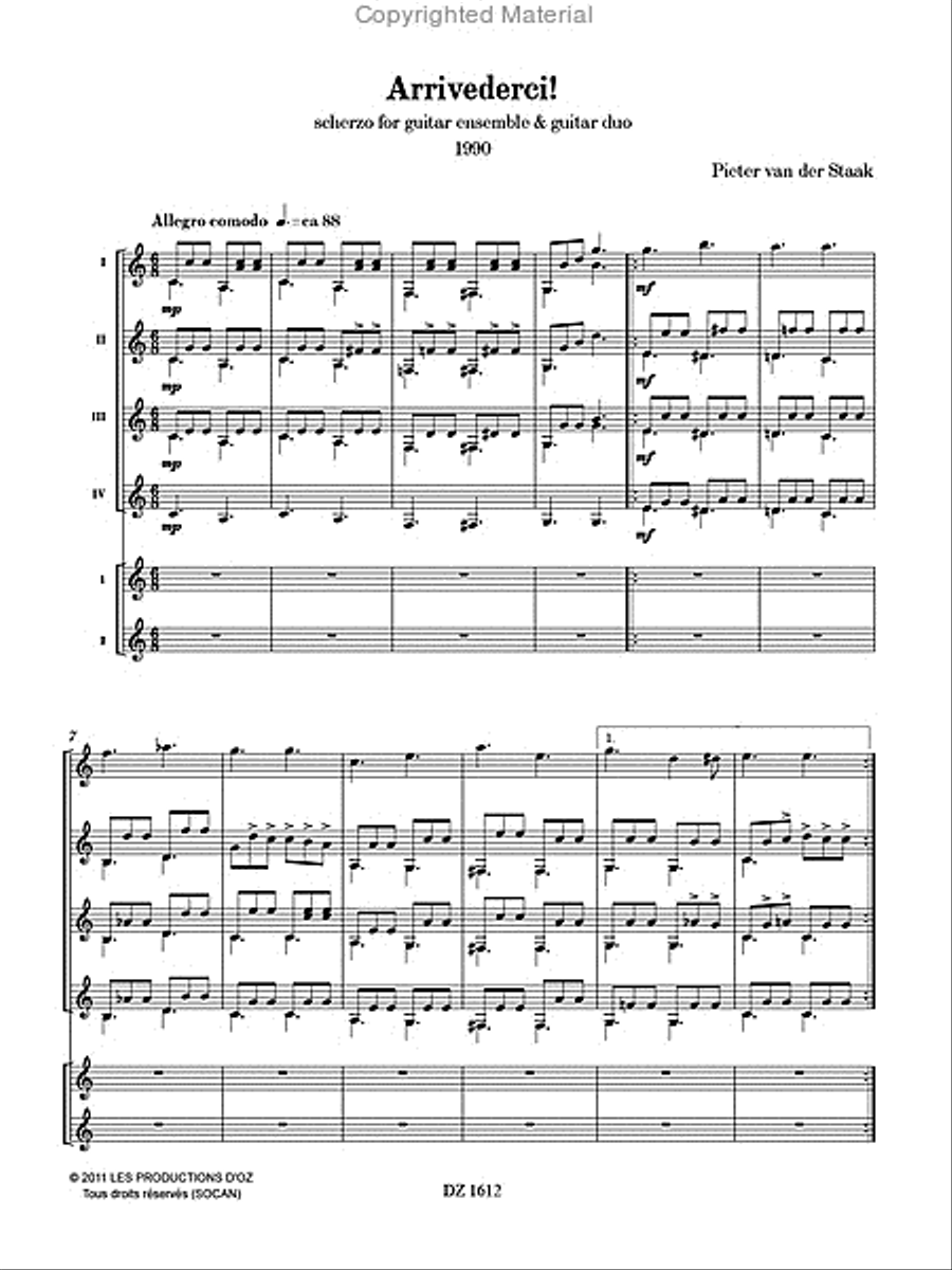 Arrivederci! Guitar Ensemble scores gallery preview page 2
