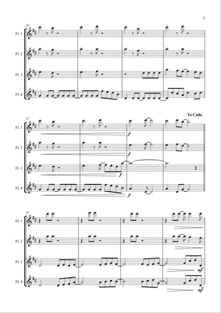 Don't Stop Believin' Flute Quartet scores gallery preview page 5
