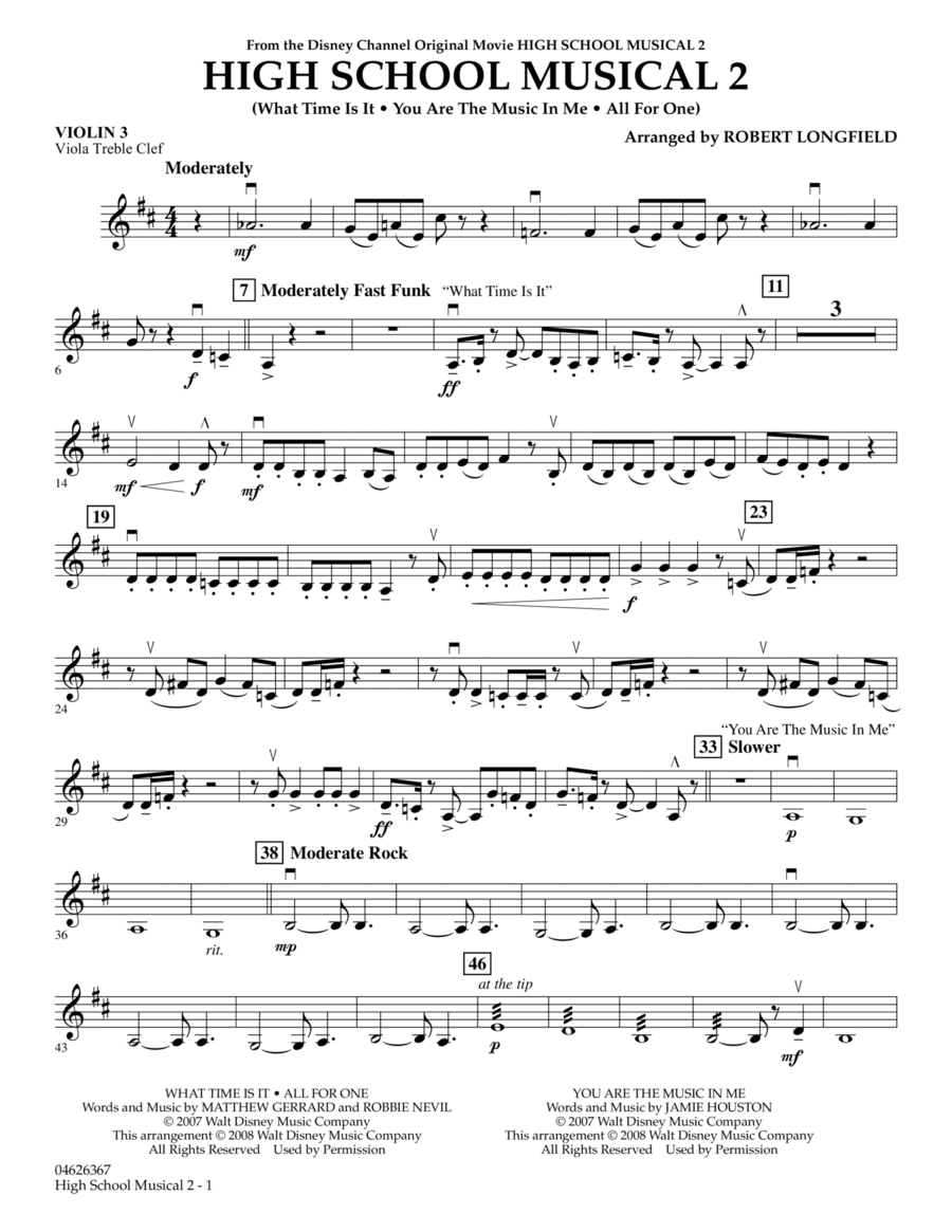 High School Musical 2 - Violin 3 (Viola Treble Clef)