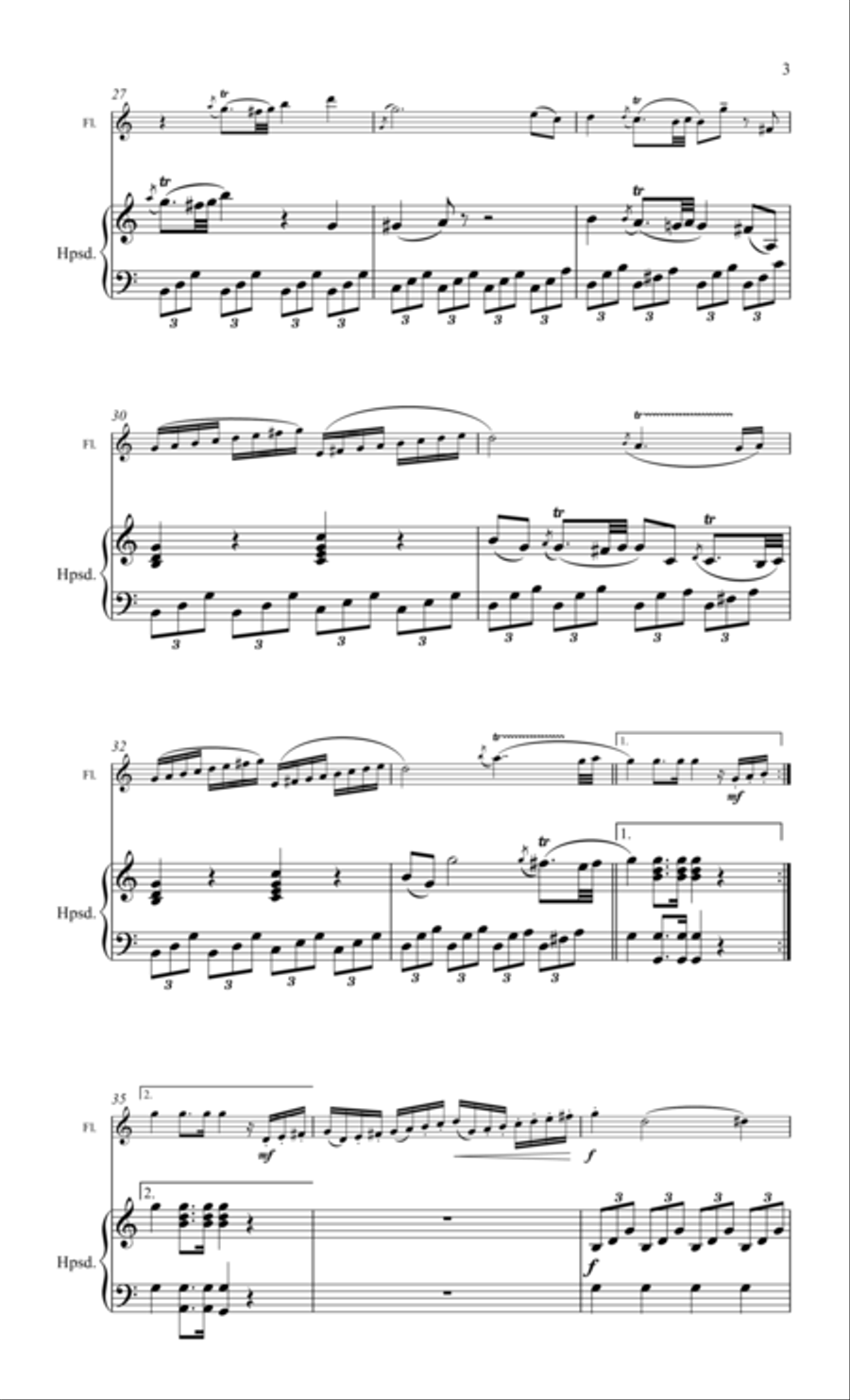 Mozart, Sonata in C major flute & piano Flute Solo scores gallery preview page 3